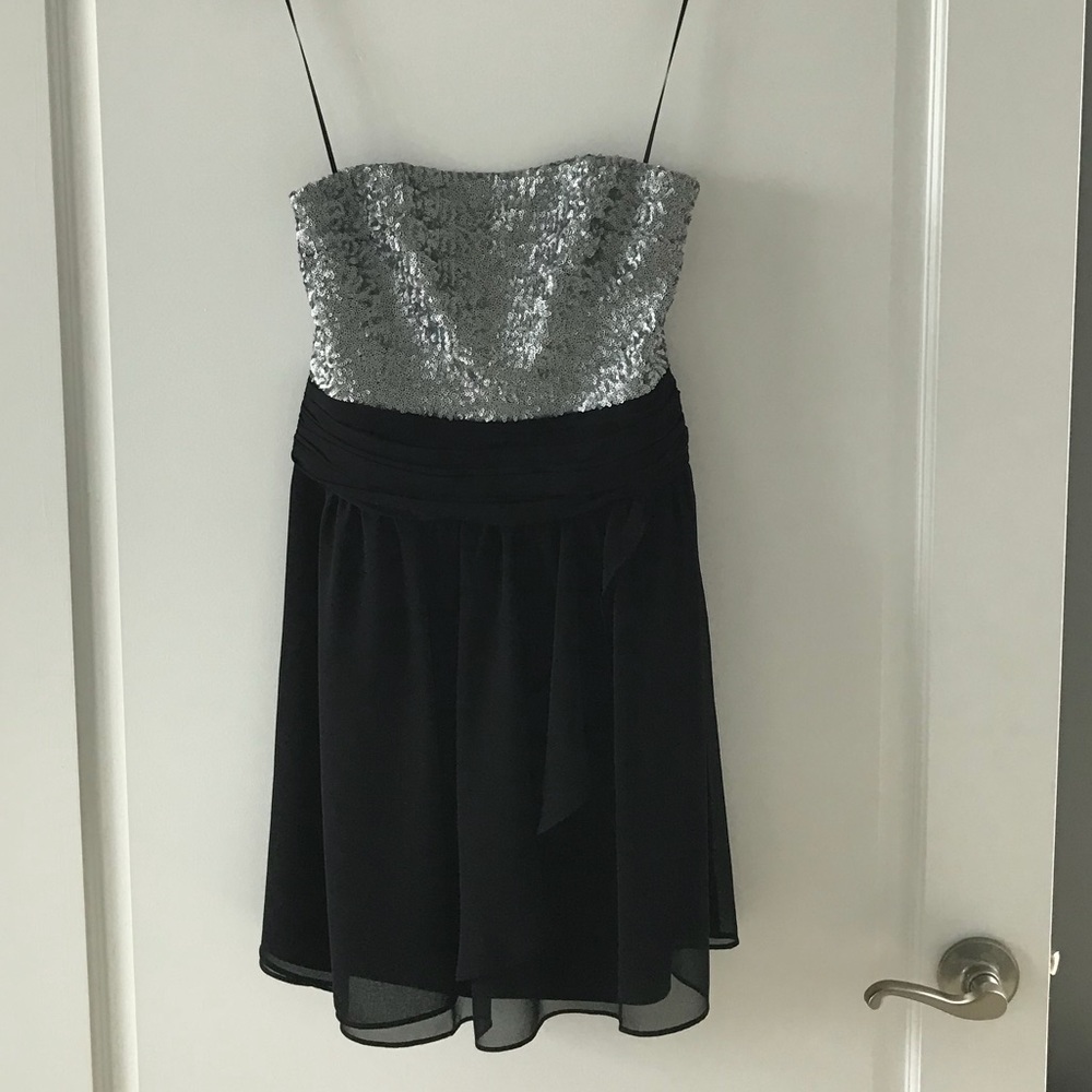 Express Strapless sequins and black dress
